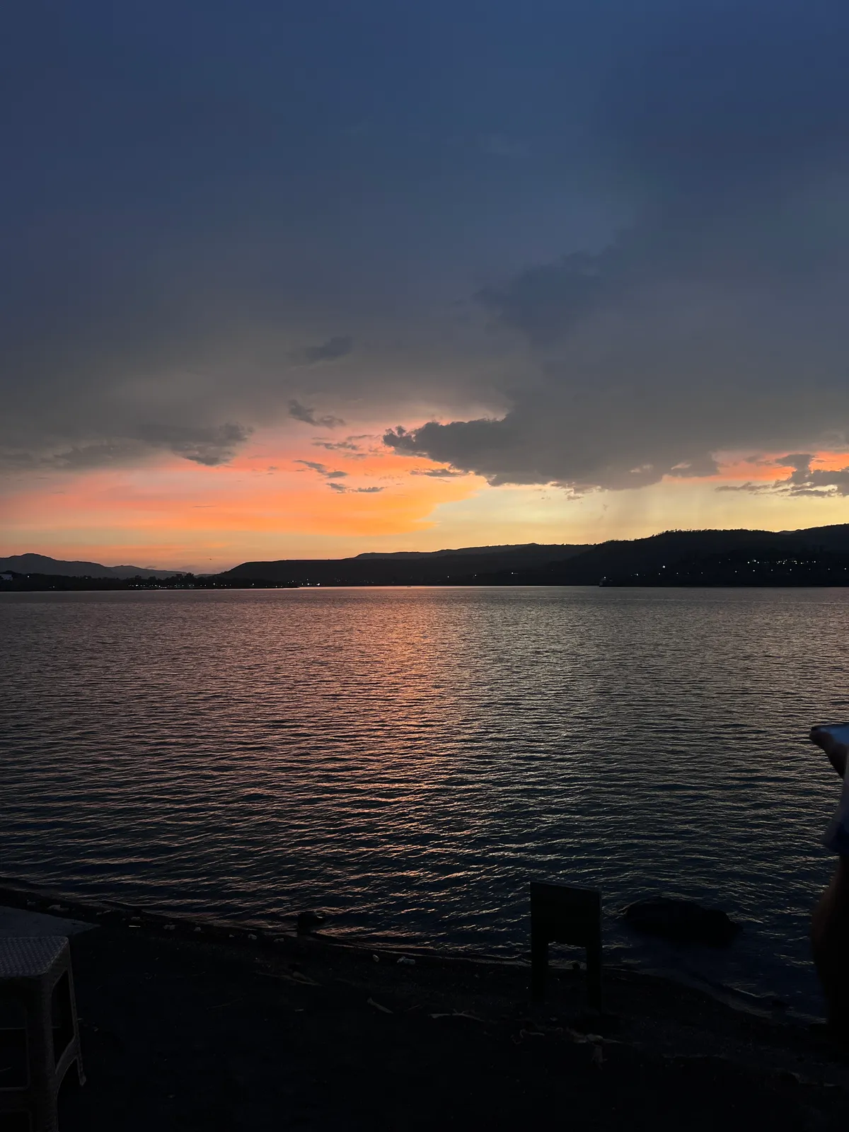 Sunset reflected on a still lake